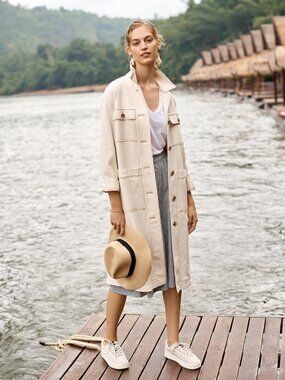 NWT Madewell Cline Duster Coat in Ivory Heavyweight Denim Jacket M